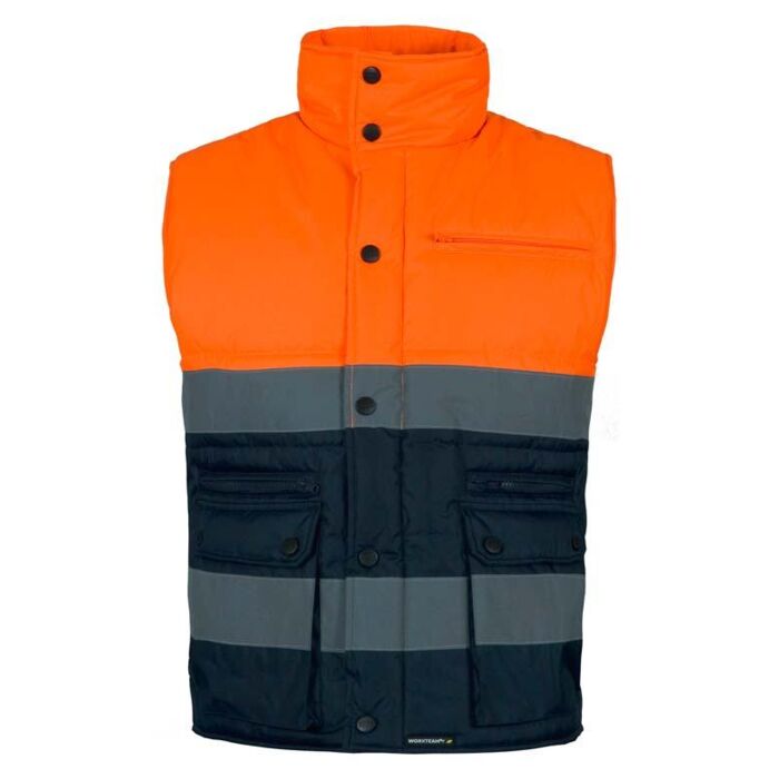 Chaleco acolchado bicolor con 2 cintas reflectantes Thumbnail